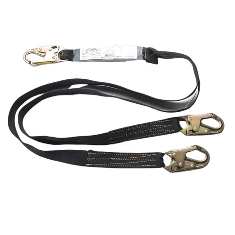 1 3/4” x 6’ Shock Absorbing Kevlar® Y-Lanyard with Double Locking Hooks Each End and 100% Tie-Off | 96516KY