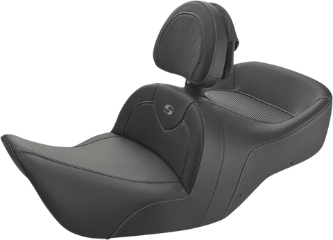 SADDLEMEN Roadsofa Seat - Carbon Fiber - Includes Backrest - Black - GL H01-07-185BR
