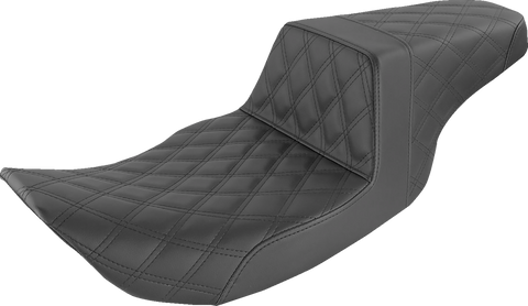 SADDLEMEN Step-Up Seat - Full Lattice Stitch - Black - FLHR/FLHX 897-06-175
