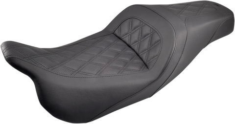 SADDLEMEN Slim Seat - Black - Lattice Stitch - '08-'23 FL 808-07B-162