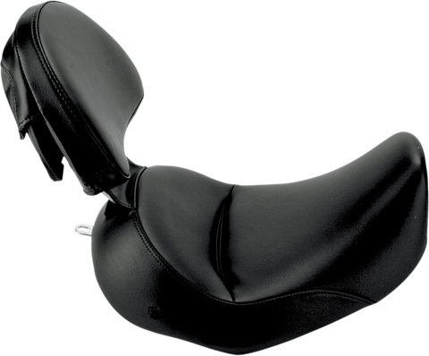 SADDLEMEN Heels Down Solo Seat - With Backrest - Plain - Black - FLSTC 806-15-0041