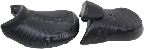 SADDLEMEN Seat - Adventure Tour - Two-Piece - Low - With Lumbar Backrest - Stitched - Black - Heated 0810-BM33LRHCT