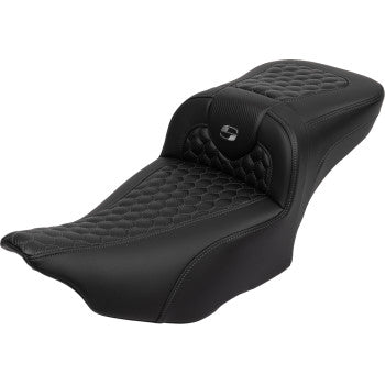 SADDLEMEN Roadsofa™ Extended Reach Seat - with Backrest - Honeycomb - Dark Gray Stitch - FLTR/FLHX '23-'24 823-07-190B2