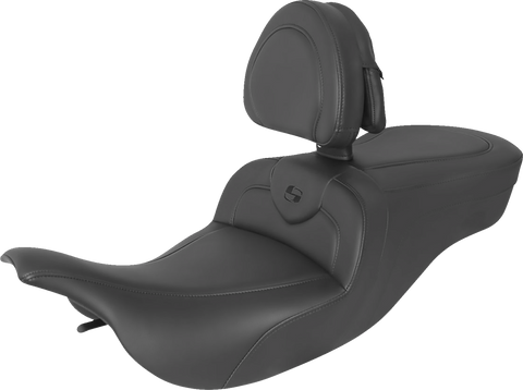 SADDLEMEN RoadSofa Seat - With Backrest - Black W/Black Stitching 897-07-187BR