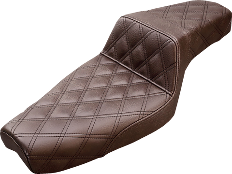 SADDLEMEN Step-Up Seat - Full Lattice Stitch - Brown - XL 879-03-175BR