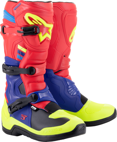 ALPINESTARS Tech 3 Boots - Red/Blue/Yellow Fluorescent - US 12 2013018-3375-12