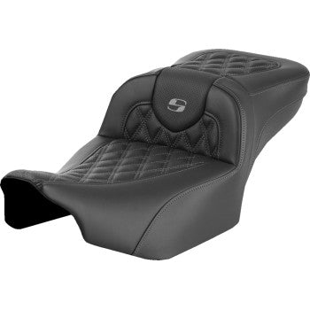 SADDLEMEN Roadsofa™ Extended Reach Seat - without Backrest - Lattice Stitch - Gray Stitch - FLTR/FLHX '23-'24 823-07-18402