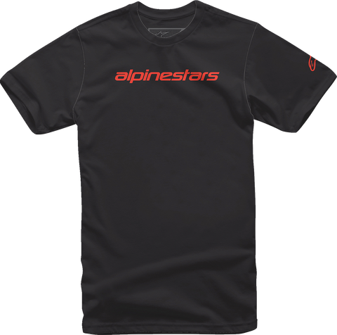 ALPINESTARS Linear Wordmark T-Shirt - Black/Warm Red - Large 1212720201523L