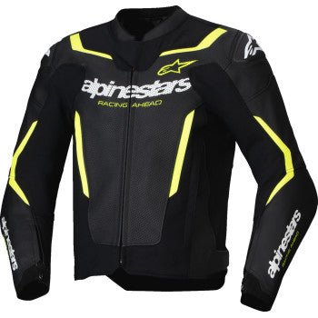 ALPINESTARS Jacket Lthr Gp Force Air Flo Blk/Yl Fl 58 3100326-155-58
