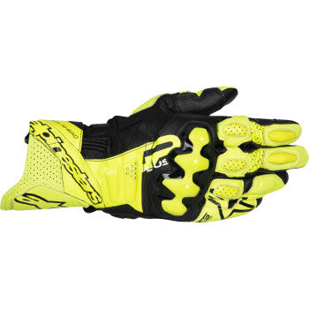 ALPINESTARS GP Plus R V3 Leather Gloves - Fluo Yellow/Black - Small 3550825-551-S