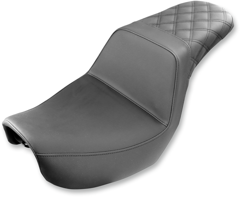 SADDLEMEN Step Up Seat - Rear Lattice Stitched - Black - Dyna 806-04-173