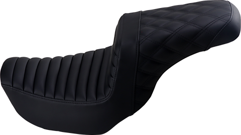 SADDLEMEN Step-Up Seat - Front Tuck-n-Roll/Rear Lattice Stitch - Black 806-04-176