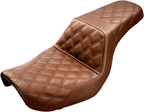SADDLEMEN Step-Up Seat - Full Lattice Stitch - Brown - Dyna 804-04-175BR