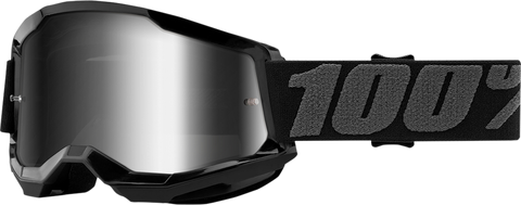 100% Strata 2 Goggles - Black - Silver Mirror 50028-00001