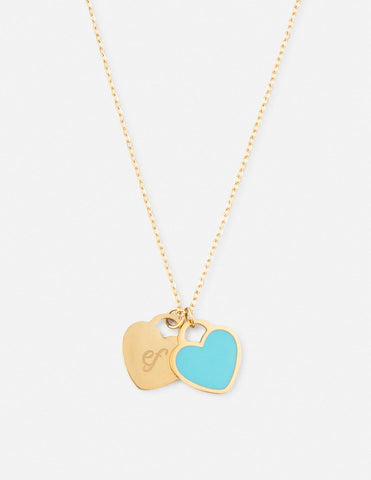 Blue Enamel Heart Logo Necklace