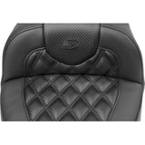 SADDLEMEN Roadsofa™ Extended Reach Seat - without Backrest - Carbon Fiber - Lattice Stitch - FLTR/FLHX '23-'24 823-07-20700