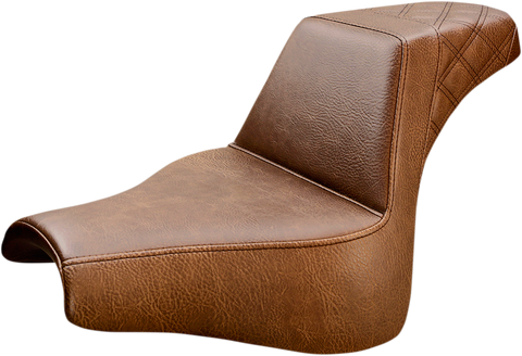SADDLEMEN Step-Up Seat - Rear Lattice Stitch - Brown - FXFB 818-28-173BR