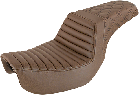 SADDLEMEN Step-Up Seat - Front Tuck-n-Roll/Rear Lattice Stitch - Brown 806-04-176BR