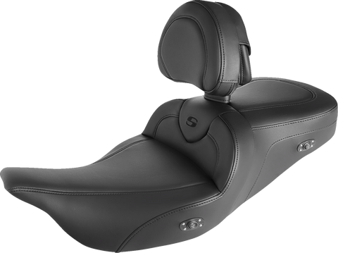 SADDLEMEN Roadsofa Standard Reach Heated Seat - With Backrest - Black/Black Stitching 808-07B-187BRHC
