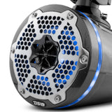 NXL 6.5" Neodymium Marine and Powersports Towers with Built-in Passive Radiator, 1" Driver and LED RGB Lights 150 Watts Rms -Black Carbon Fiber