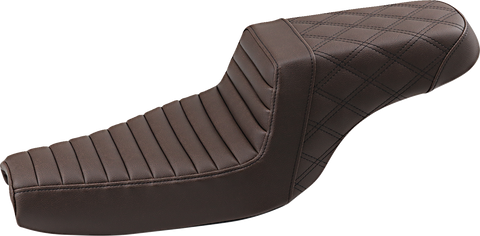 SADDLEMEN Step-Up Seat - Front Tuck-n-Roll/Rear Lattice Stitch - Brown 807-11-176BR