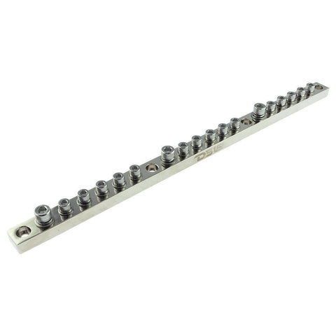 Chrome Plated Distribution Bar Block 3x 1/0-GA and 15 x 2/0-GA Screw Down Type 20" Long