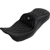 SADDLEMEN Roadsofa™ Seat - with Backrest - Silver Stitch - FL '08-'23 A808-07R-182SIL