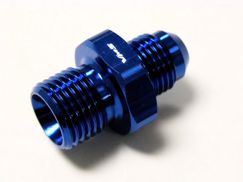 6AN MALE FLARE TO 16X1.5 MM METRIC STRAIGHT FITTING ALUMINUM ADAPTER FOR HONDA D & B SERIES FUEL RAILS AVILABLE IN BLUE OR BLACK / PART # 	FT1615