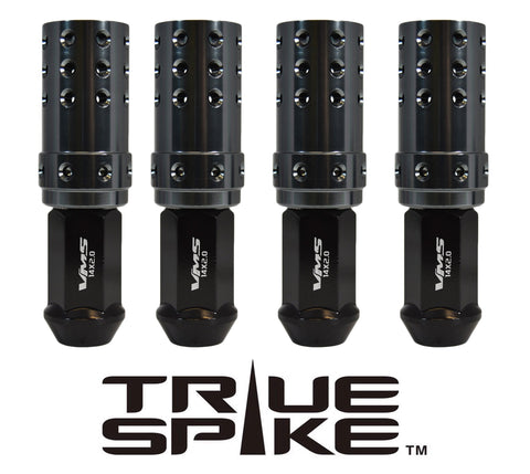 9/16-18 101MM LONG MUZZLE BRAKE FORGED STEEL LUG NUTS WITH ANODIZED ALUMINUM CAP 65-87 CHEVROLET (8 LUG) C20 C30 K20 K30  GMC 02-11 DODGE RAM 80-98 FORD F250 F350 / CAP: 25MM DIAMETER 51MM HEIGHT PART # LGC051