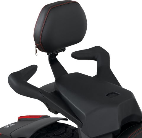 SHOW CHROME Passenger Backrest - Smooth - Black w/Red Stitching - Ryker '20-'22 41-420RED