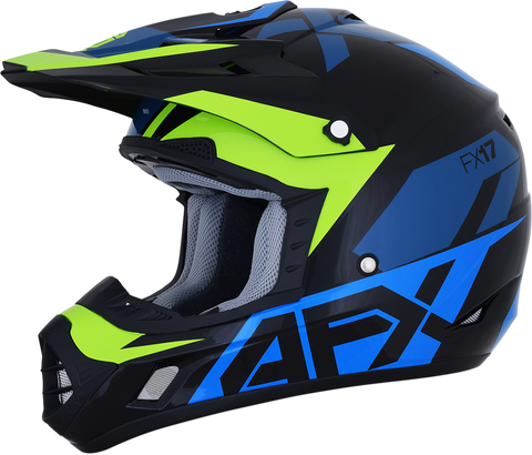 AFX FX-17 Helmet - Aced - Blue/Lime - Small 0110-6499