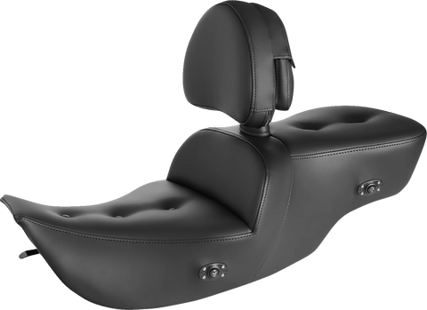 SADDLEMEN Roadsofa Pillow Top Seat - With Backrest - Heater - Black 897-07-181BRHC