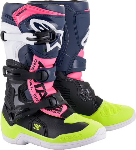 ALPINESTARS Tech 3S Boots - Black/Blue/Pink/White/Yellow - US 7 2014018-1176-7