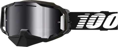 100% Armega Snow Goggles - Black - Silver Mirror 50008-00001