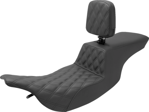 SADDLEMEN Tour Step Up Seat - Rider Backrest - Front Lattice Stitch - FL '97-'07 897-07-192BR