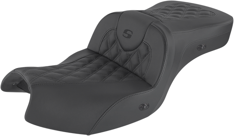 SADDLEMEN Roadsofa Seat - Without Backrest - Full Lattice Stitch - Black - Heated - GL I20-06-182HCT