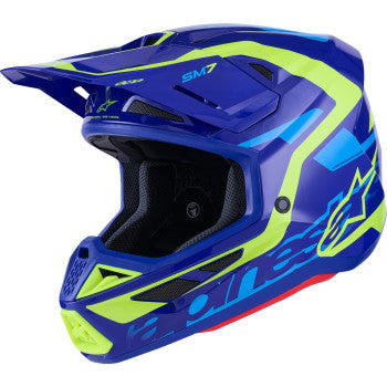 ALPINESTARS SM7 Helmet - Deed - Gloss Blue/Yellow Fluo - XL 8302426-7253-XL