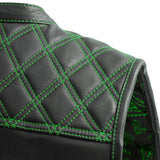Upside Men's Club Style Leather Vest Orange and Green