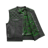 Upside Men's Club Style Leather Vest Orange and Green
