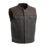 Upside Men's Club Style Leather Vest Orange and Green