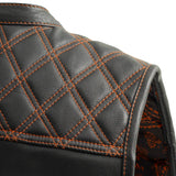 Upside Men's Club Style Leather Vest Orange and Green