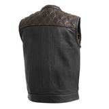 Downside Men's Motorcycle Leather Vest Orange and Green