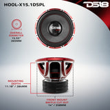 HOOLIGAN X 15" SPL Subwoofer 4000 Watts Rms 4" DVC 1-Ohm