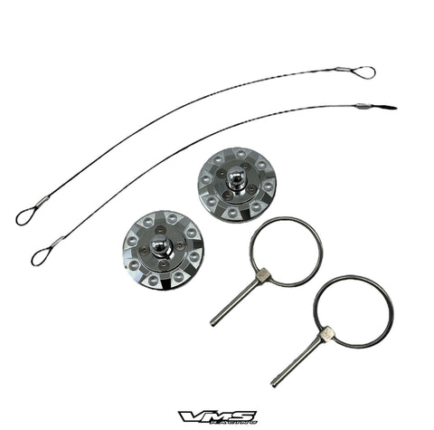 UNIVERSAL DUMMY FAKE RACING HOOD PIN APPEARANCE KIT FOR HOOD OR TRUNK / PART # HP0200