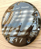 3D tattered American flag with script derby cover