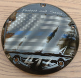 3D tattered American flag with script derby cover