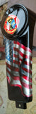 Harley Davidson 9/11 tribute on a worn and tattered American flag console