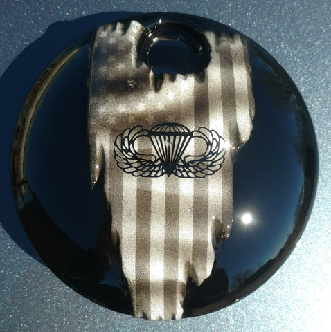 3D tattered American flag with Airborne logo fuel door
