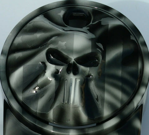 3D Skull with American flag Harley fuel door