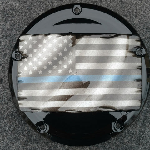 Tattered Thin Blue Line derby cover and points cover